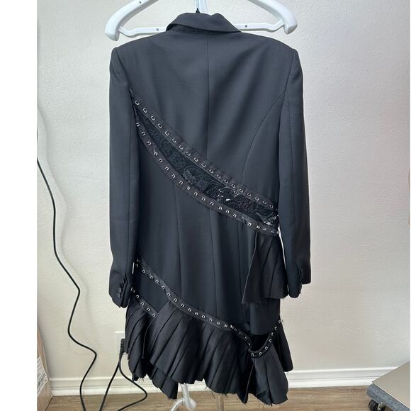 Alexander McQueen Black Asymmetrical Blazer Coat with Pleated Skirt 14 - Picture 7 of 16